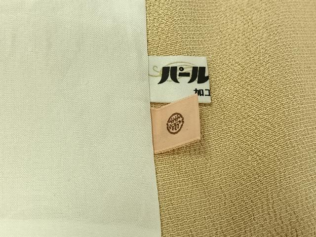 平和屋着物▽お召 単衣 鳥の子色 正絹 逸品 AABE6863jh