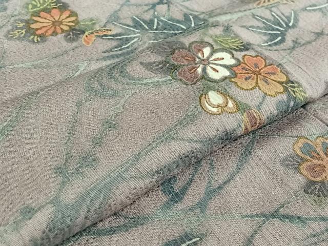 平和屋着物▽上質な小紋 単衣 流水花文 金彩 正絹 逸品 AABE6866jh