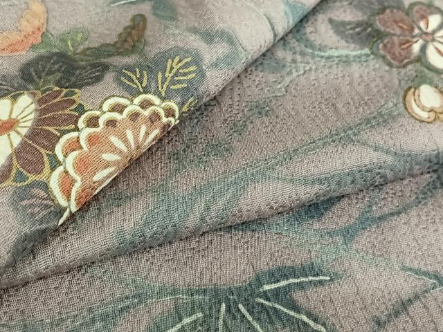平和屋着物▽上質な小紋 単衣 流水花文 金彩 正絹 逸品 AABE6866jh