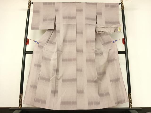 平和屋着物▽上質な紬 単衣 横段文 証紙付き 正絹 逸品 AABE6869jh