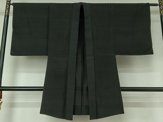 平和屋着物▽男性　長羽織　暗黒色　黒地　正絹　逸品　AABE6903jh 平和屋着物▽男性 長羽織 暗黒色 黒地 正絹 逸品 AABE6903jh