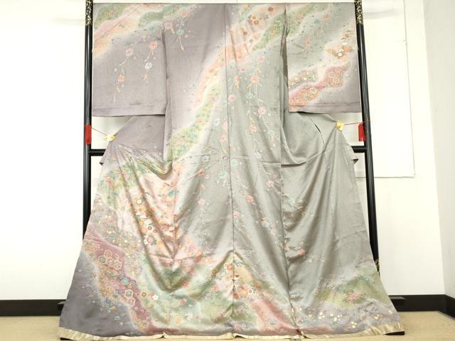 平和屋着物●訪問着　絞り　鴛鴦吉祥草花文　暈し染め　金彩　仮絵羽　正絹　逸品　未使用　AABE7016cs 平和屋着物○訪問着 絞り 鴛鴦吉祥草花文 暈し染め 金彩 仮