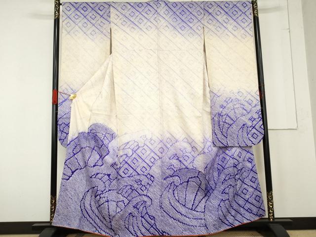 平和屋着物○豪華振袖 総絞り 立波文 暈し染め 正絹 逸品 AABE7020cs