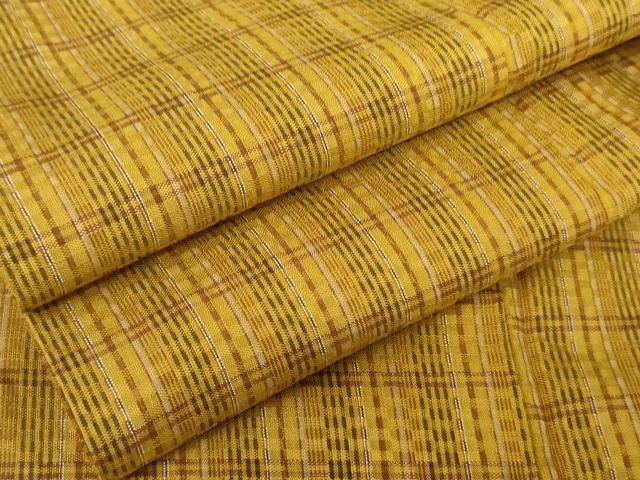 平和屋着物○山下八百子 本場黄八丈 紬 市松綾織 格子 正絹