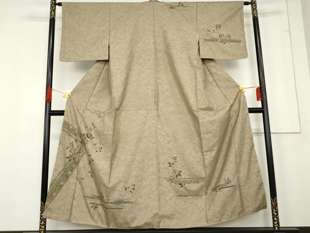 平和屋着物●本場大島紬 訪問着 中国三大刺繍 汕頭刺繍 スワトウ刺繍 更紗枝花文 金糸 正絹 逸品 未使用 AABE7116cs