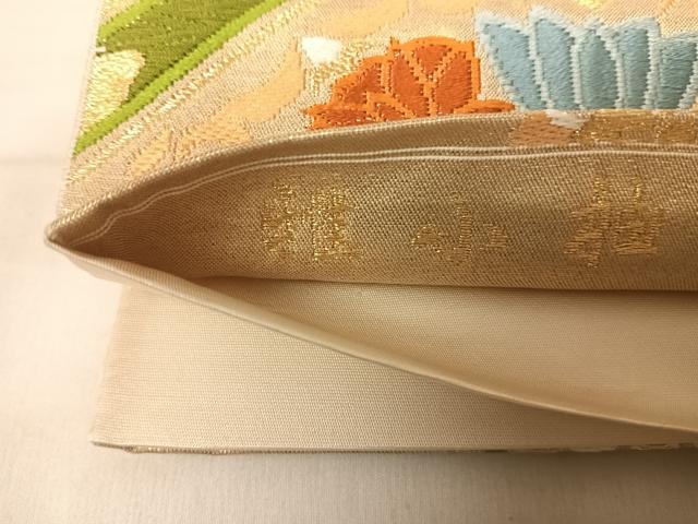 平和屋着物◎六通柄袋帯 唐織 雅小袖 天井花文 金糸 正絹 逸品 AABE7214yx