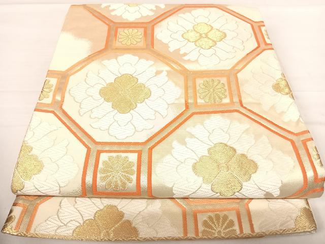 平和屋着物◎六通柄袋帯 唐織 蜀江花文 金糸 正絹 逸品 AABE7232yx