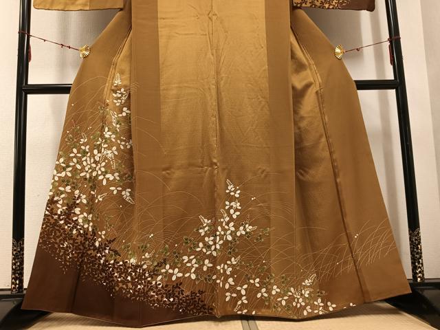 平和屋着物●訪問着 草花文 金彩 正絹 逸品 AABE7344ph