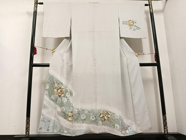 平和屋着物●訪問着 辻が花 絞り 雪輪花文 金銀彩 正絹 逸品 AABE7346ph