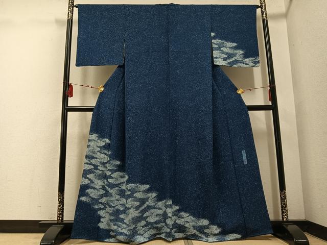 平和屋着物○藍染作家 喜多野良造 訪問着 雲重ね文 正絹 逸品