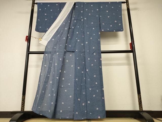 平和屋着物*夏物 小紋 紗 舞花文 洗える着物 AABE7414jd