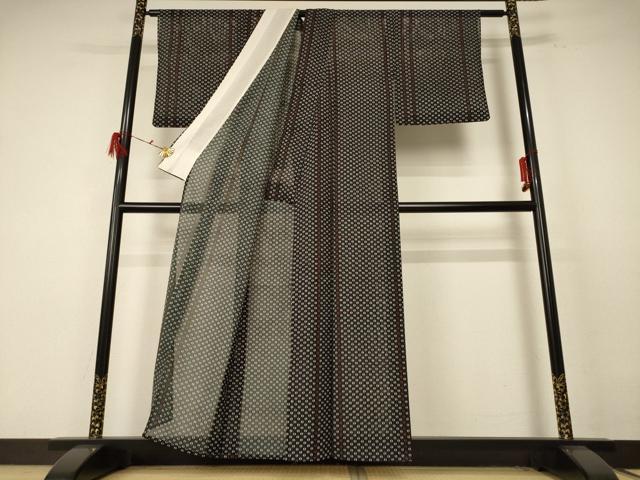 平和屋着物*夏物 小紋 絽 幾何学文様 洗える着物 AABE7427jd