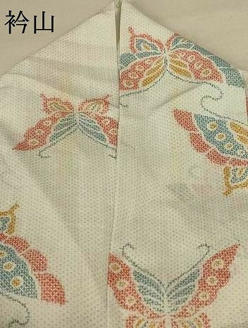 平和屋着物*夏物 小紋 紗 舞蝶文 洗える着物 AABE7466jd