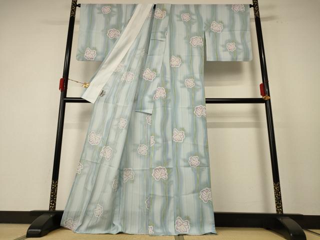 平和屋着物*夏物 世界的ファッションデザイナー 山本寛斎 kansaiブランド 小紋 紗 草花文 洗える着物 AABE7468jd