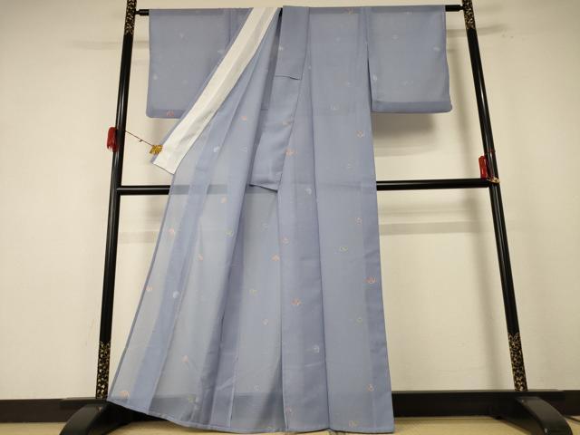 平和屋着物*夏物 小紋 絽 舞蝶文 洗える着物 AABE7475jd