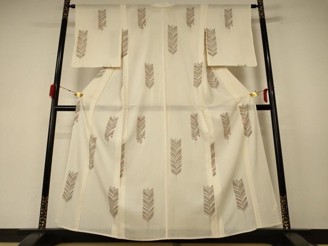 平和屋着物*夏物 小紋 絽 松葉文 銀彩 正絹 逸品 AABE7491jd