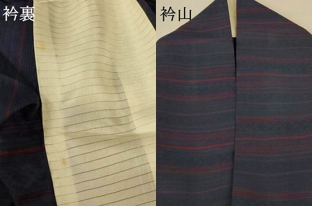 平和屋着物*夏物 小紋 紗 横段文 正絹 逸品 AABE7493jd