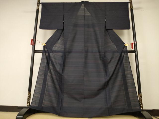 平和屋着物*夏物 小紋 紗 横段文 正絹 逸品 AABE7493jd