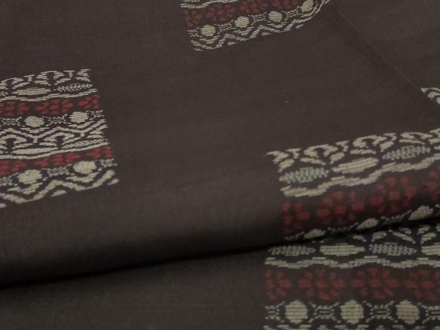 平和屋着物*夏物 本場大島紬 夏大島 幾何学花文 正絹 逸品 AABE7494jd