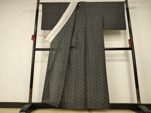 平和屋着物*夏物 本場大島紬 夏大島 麻の葉文様 正絹 逸品 AABE7496jd