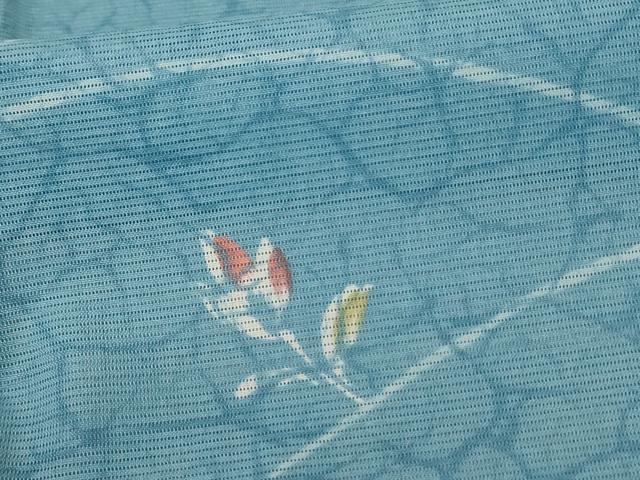 平和屋着物*夏物 小紋 絽 芝花文 洗える着物 AABE7507jd