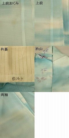 平和屋着物*夏物 小紋 絽 舞花文 暈し染め 洗える着物 AABE7518jd