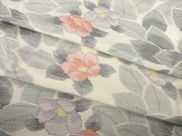 平和屋着物●上質な紬 草花文 正絹 逸品 AABE7523ck