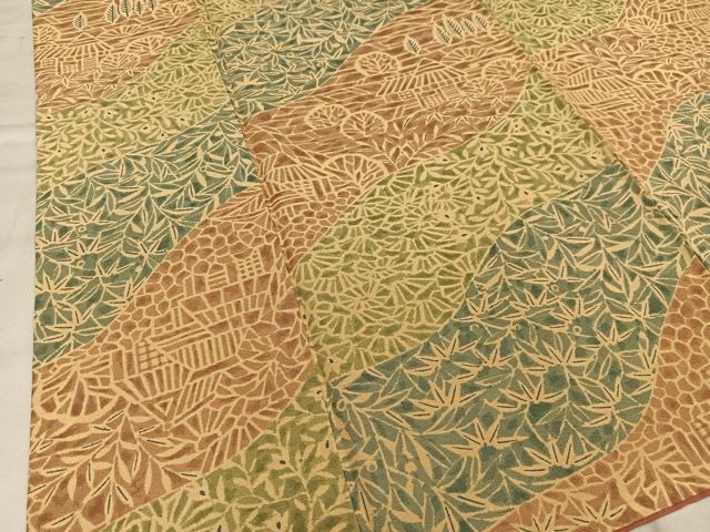 平和屋着物■上質な小紋 風景草花文 正絹 逸品 AABE7694oa