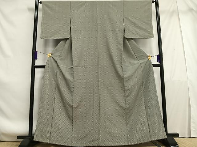 平和屋着物■上質な小紋 網目文 お召縮緬 正絹 逸品 AABE7723oa
