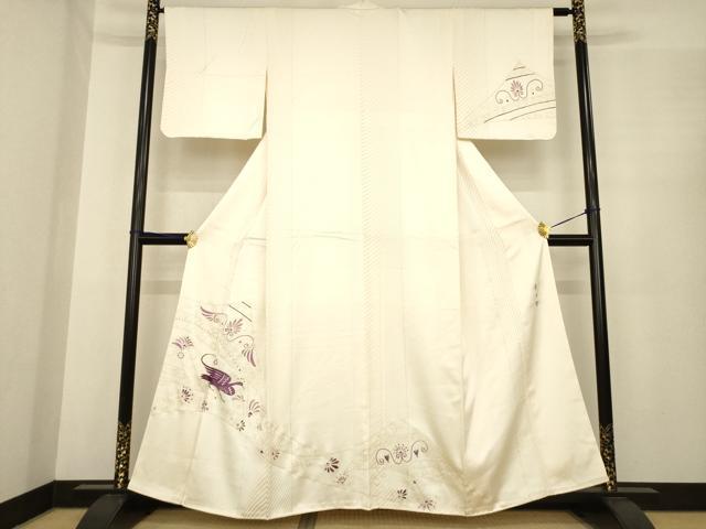 平和屋着物●京の名門 じゅらく謹製 帝王紫(古代帝王紫) 訪問着 刺繍 花鳥文 金彩 正絹 逸品 AABE7745ck
