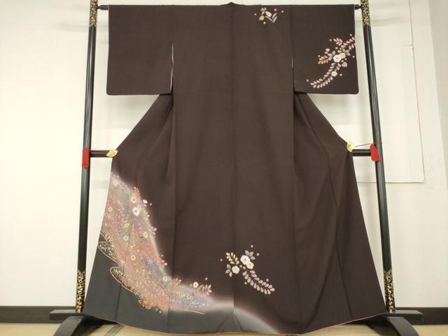 平和屋着物●訪問着 辻が花 絞り 舞花文 暈し染め 正絹 逸品 AABE7775ck