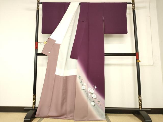 平和屋着物●東京友禅 菅有鬼一 訪問着 枝花文 暈し染め さが美扱い 正絹 逸品 AABE7785ck