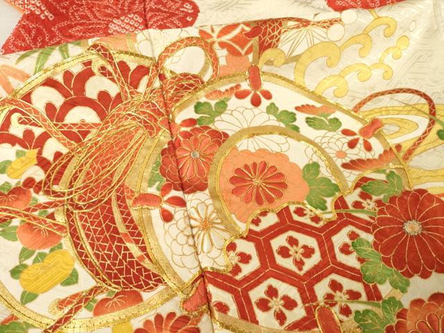 平和屋着物●豪華振袖 総絞り 駒刺繍 花鼓文 正絹 逸品 AABE7795ck