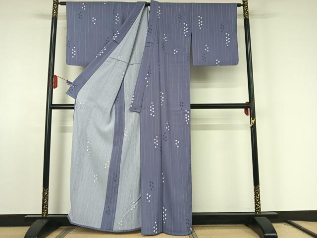 平和屋着物▽小紋 単衣 草花文 洗える着物 AABE8049jh