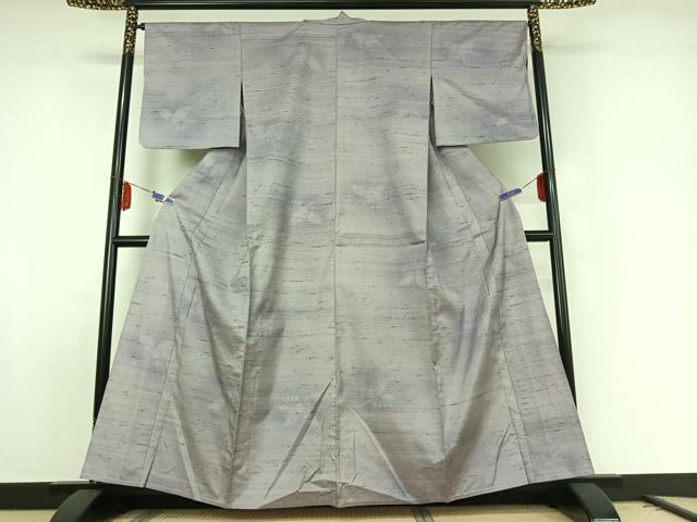 平和屋着物▽上質な紬 単衣 舞蝶文 正絹 逸品 AABE8065jh