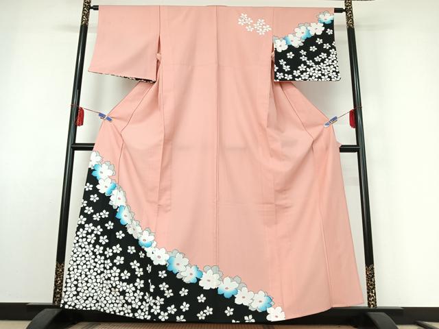 平和屋着物▽訪問着 単衣 舞花文 暈し染め 洗える着物 AABE8075jh