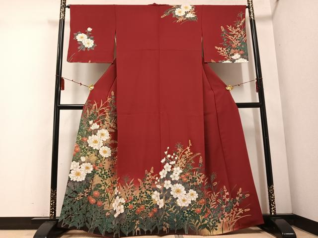 平和屋着物●訪問着 草花文 暈し染め 金彩 正絹 逸品 AABE8107ph