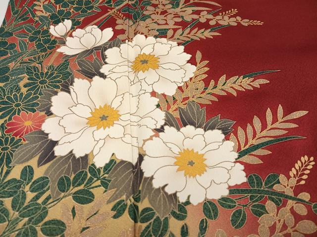 平和屋着物●訪問着 草花文 暈し染め 金彩 正絹 逸品 AABE8107ph