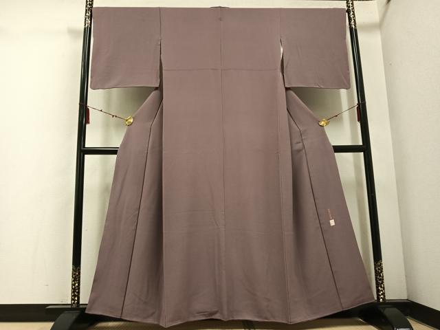 平和屋着物●上質な色無地 友禅 作家物 本茶四度染 雲江 鳩羽鼠色 正絹 逸品 AABE8118ph