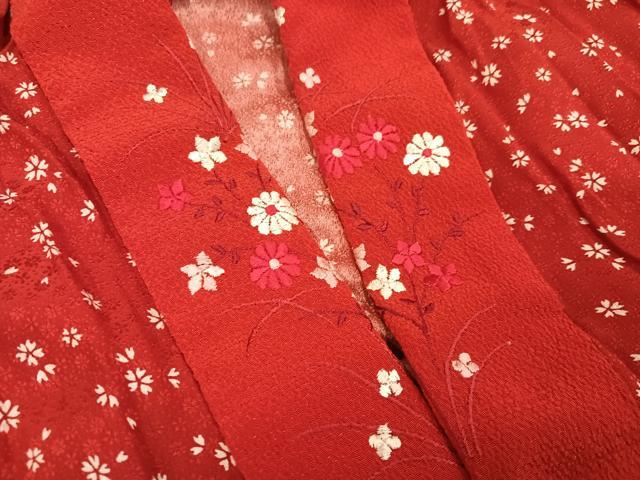平和屋着物●ファッションデザイナー 花井幸子 振袖用長襦袢 無双仕立て 小花文 半衿刺繍 正絹 逸品 未使用 AABE8131ph