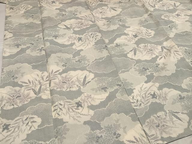 平和屋着物●上質な紬 雲重ね草花文 正絹 逸品 未使用 AABE8133ph