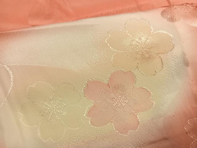 平和屋着物●振袖用長襦袢 無双仕立て 桜 暈し染め 広衿仕立て 正絹 逸品 AABE8137ph