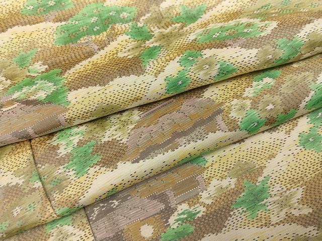 平和屋着物●本場大島紬 風景草花文 正絹 逸品 AABE8156ph