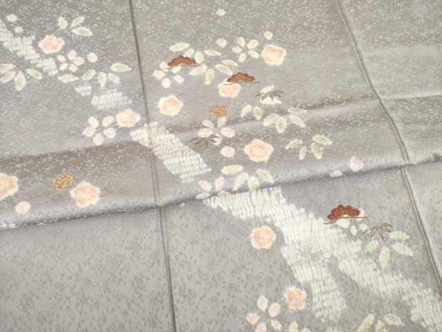 平和屋着物▼訪問着 絞り 刺繍 松竹梅舞花文 金彩 正絹 逸品 AABE8163ck