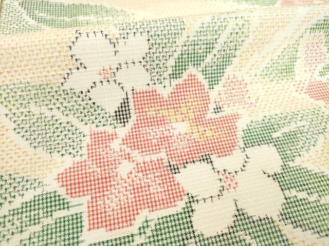 平和屋着物●上質な紬 草花文 正絹 逸品 AABE8164ck