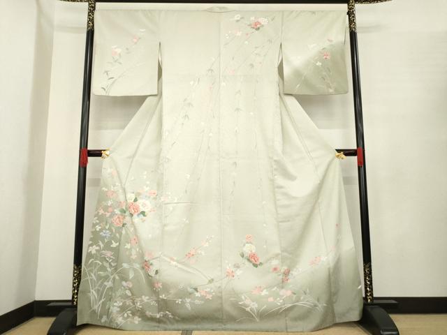 平和屋着物●訪問着 友禅 作家物 枝花文 正絹 逸品 AABE8165ck