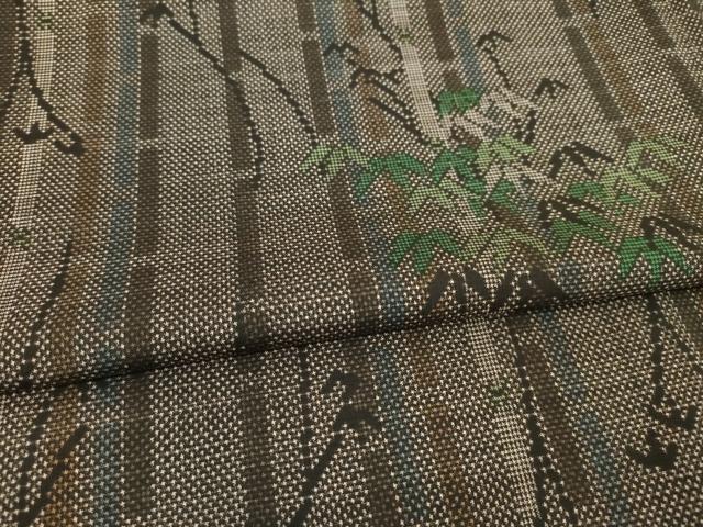 平和屋着物●本場大島紬 一元7マルキ 笹竹文 正絹 逸品 AABE8182ck