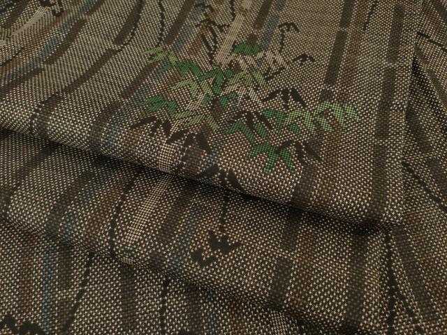 平和屋着物●本場大島紬 一元7マルキ 笹竹文 正絹 逸品 AABE8182ck