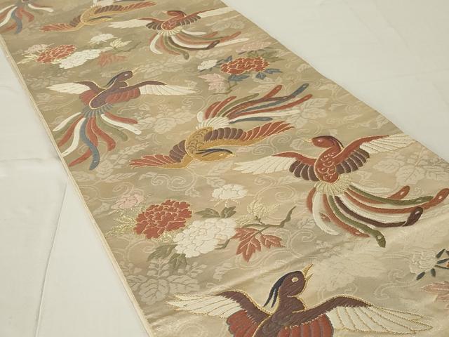 平和屋着物◎六通柄袋帯 唐織 織文錦 花鳥文 金糸 正絹 逸品 AABE8278ou