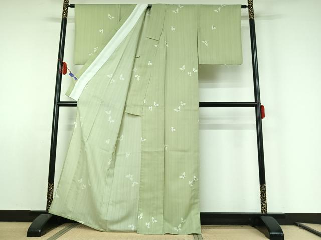 平和屋着物▽小紋 単衣 舞蝶文 洗える着物 AABE8336jh